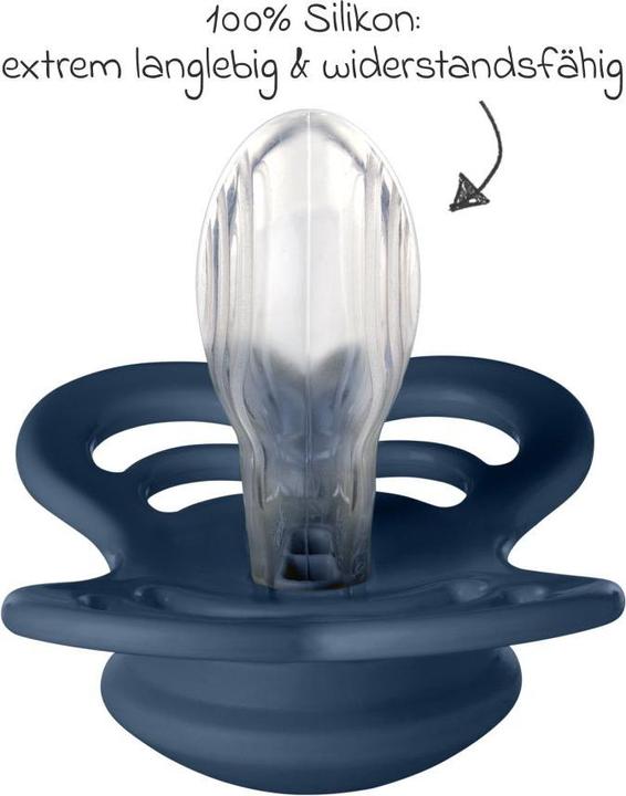 Produktbild Bibs Supreme Silikon Schnuller (2er Pack), Cloud & Steel Blue (Grösse 1, 0-6M) (2 x, bis 6 Monate)