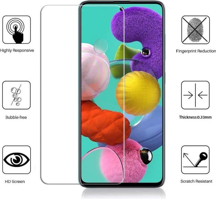 Actual product image Screenguard Samsung Galaxy A71 bulletproof glass protective film Case Friendly Design (1 Piece, Samsung Galaxy A71)
