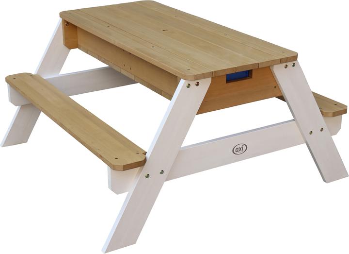 Actual product image Axi Nick Sand & Water Picnic Table Brown/White - Parasol Blue/White