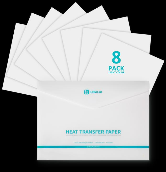 Actual product image Loklik Heat Transfer Paper Sheet - 8 Pack - Light (Accessories)