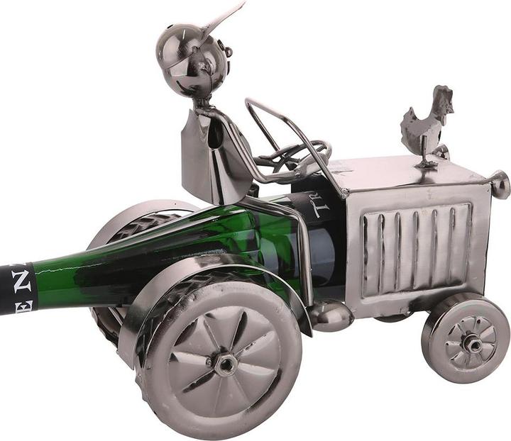 Gilde Metal tractor wine bottle neck.