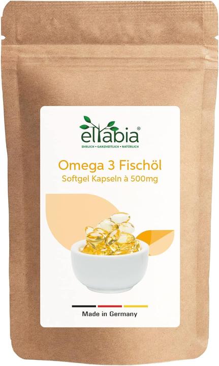 Eltabia Omega 3 Kapseln 500mg Fischöl hochdosiert 3000mg Tagesdosis mit 18% EPA & 12% DHA (200 Stück, Kapseln)