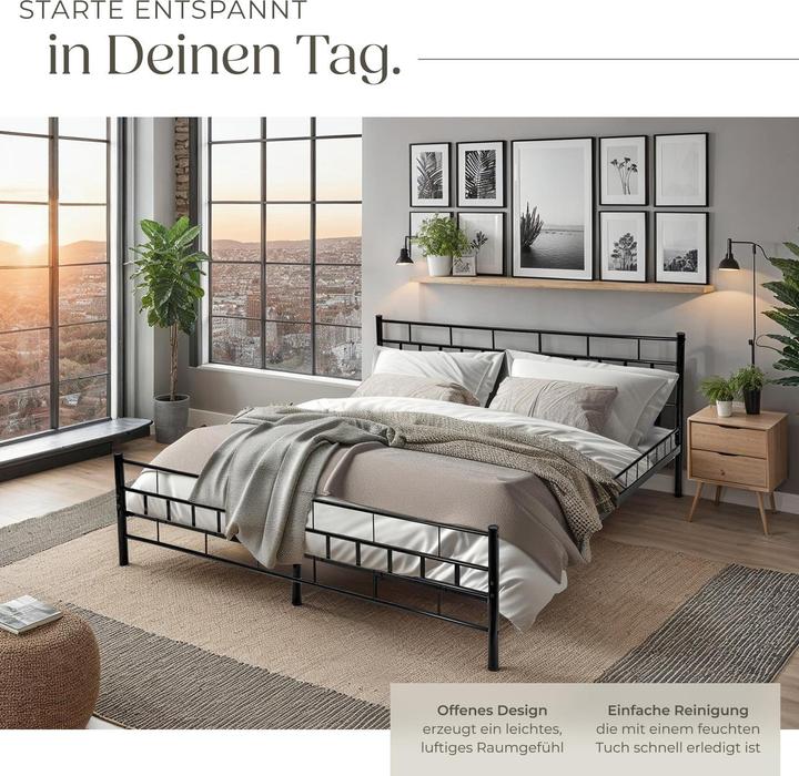 Produktbild tectake Metallbett (200 x 180 cm)