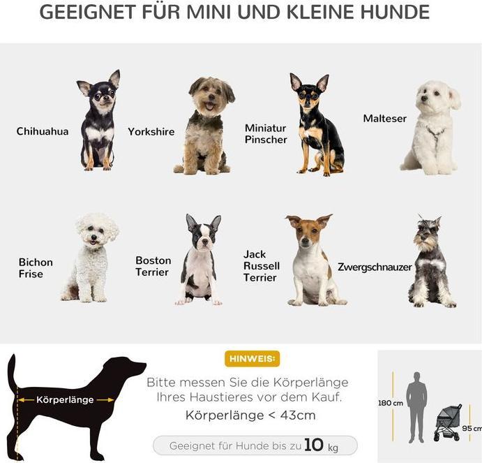 Produktbild Swisshandel24 Hundebuggy Hundewagen Buggy für kleine Hunde und Katzen Haustierwagen Pet Stroller Katzenbuggy Oxfor (Hund, Faltbar)
