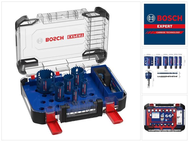 Produktbild Bosch Professional Zubehör EXPERT Tough Material Lochsäge-Set, 22/25/35/40/51/68 mm, 9-tlg. (51 mm, 22 mm, 68 mm, 35 mm, 40 mm, 25 mm)