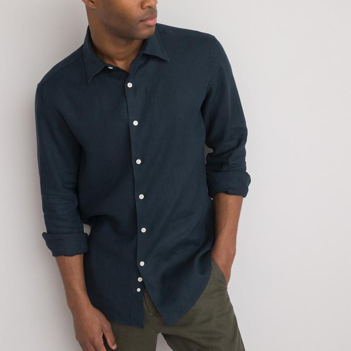 Image du produit La Redoute Collections Chemise droite en lin Signature à manches longues (L)