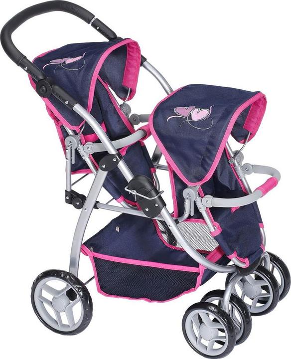 Produktbild Knorrtoys Zwillingspuppenwagen Milo - flying hearts blue pink