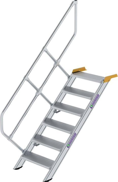 Image du produit Munk Escalier 45° largeur des marches 600 mm 6 marches aluminium strié (Escabeau, 138 cm)