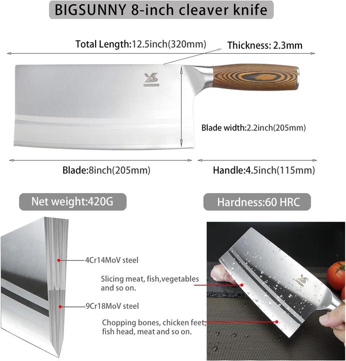 Actual product image Msy bigsunny Chinese Chef's Knife (20.50 cm)