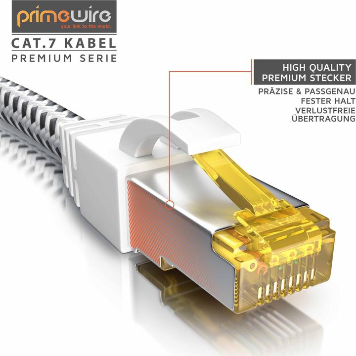 Immagine prodotto Primewire Cavo di rete CAT.7 con rivestimento in cotone, cavo LAN Gigabit Ethernet CAT 7, cavo patch 10000 (S/FTP, CAT7, 10 m)