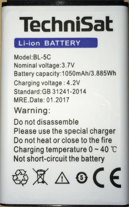 Produktbild TechniSat BL-5C (1 Stk., Gerätespezifisch, 1050 mAh)