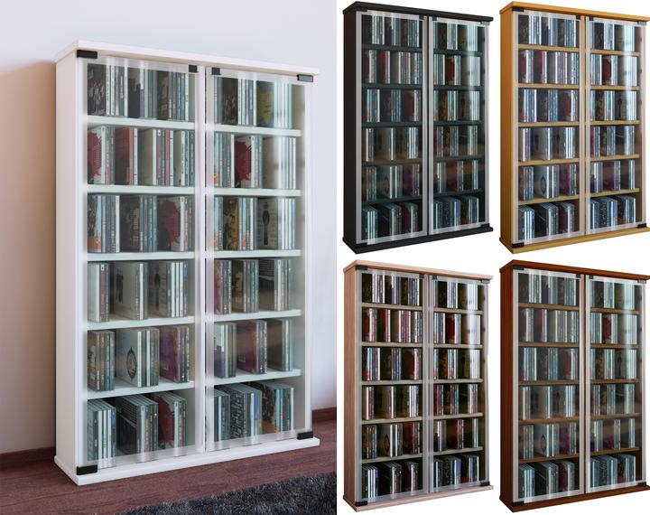 Immagine prodotto VCM Galleria di legno CD DVD Stand Shelf con porta di vetro (60 x 18 x 92 cm)