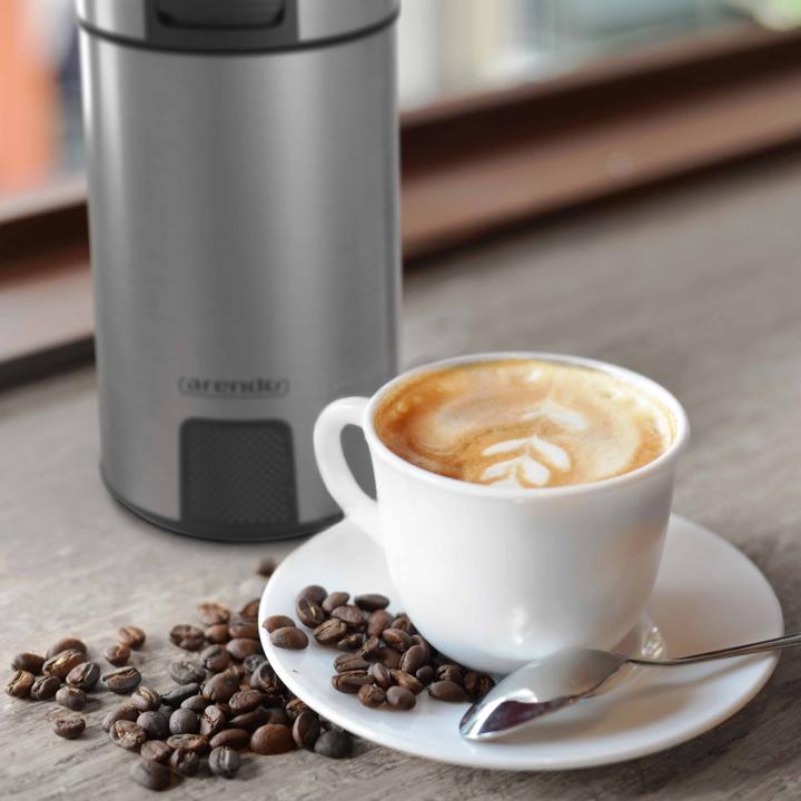 Produktbild Arendo Elektrische Kaffeemühle Edelstahl, Gewürzmühle Coffee Grinder Schrotmühle, Edelstahlmesser