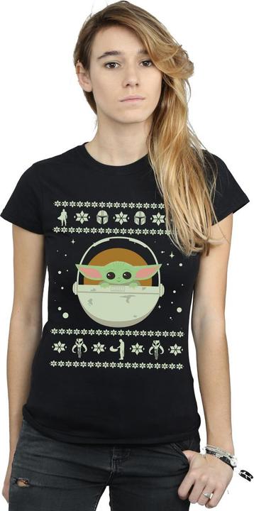 Actual product image Star Wars Womens/Ladies The Mandalorian The Child Christmas Cotton T-Shirt (XL)