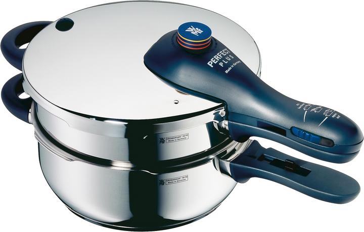 WMF Schnellkochtopf 2tlg 4,5+3,0l Dampfkochtopf Perfect Plus Induktion Edelstahl 18/10 (22 cm, Dampfkochtopf)