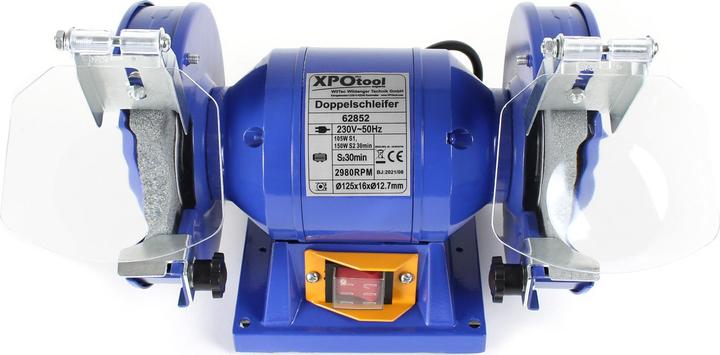 Actual product image Wiltec XPOtool Bench Grinder 150W Grinding Discs Ø 125mm with Coarse and Fine Grinding Disc (Bench grinder, 150 W)