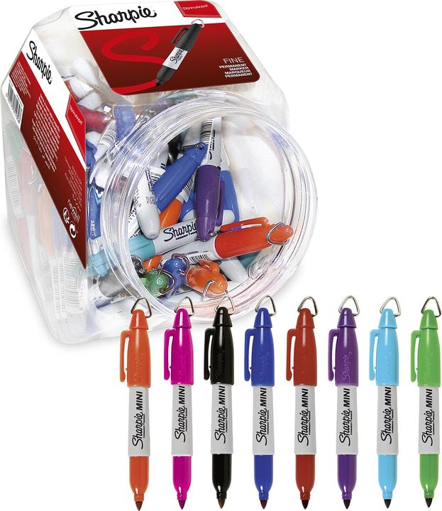 Actual product image Sharpie Permanent marker mini assorted (Magenta, Turquoise, Green, Blue, Violet, Black, Red, 1 mm, 72 x)