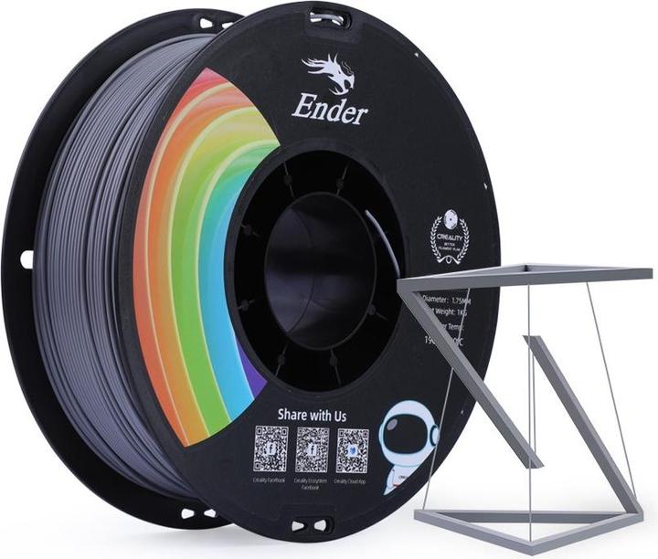 Image du produit Creality Filament PLA+ gris, 1.75 mm, 1 kg (PLA, 1.75 mm, 1000 g, Gris)