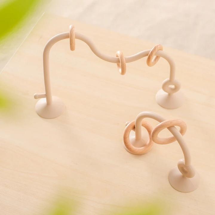 Actual product image Activity Board Children's wooden ring soft BPA free silicone teether toy toddler teething chewing