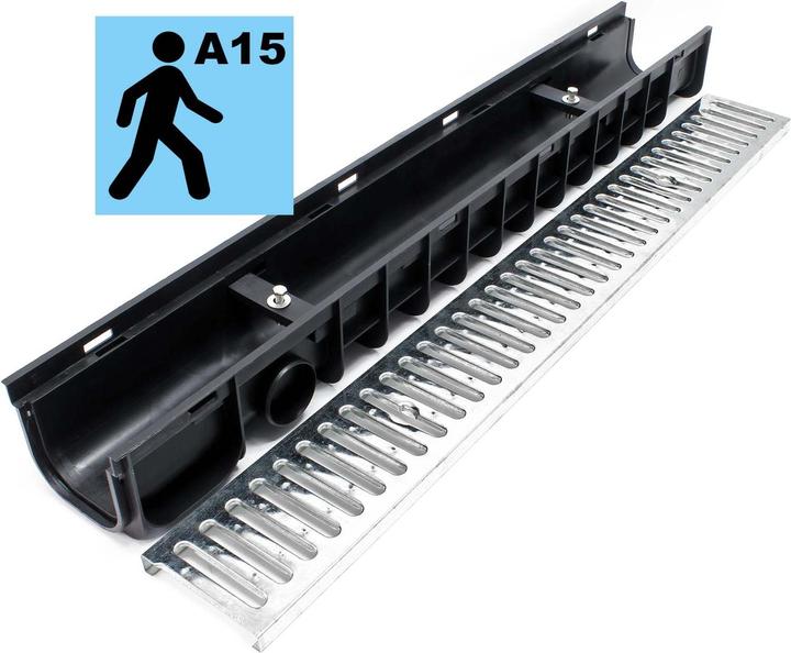 Actual product image Wiltec Drainage Storm Ground Channel 4x1m 1.5t Heelguard Galvanised Rain Waste Sewage Water Drain