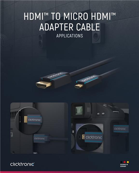 Image du produit clicktronic micro HDMI (Typ D) — HDMI (Typ A) (5 m, HDMI)