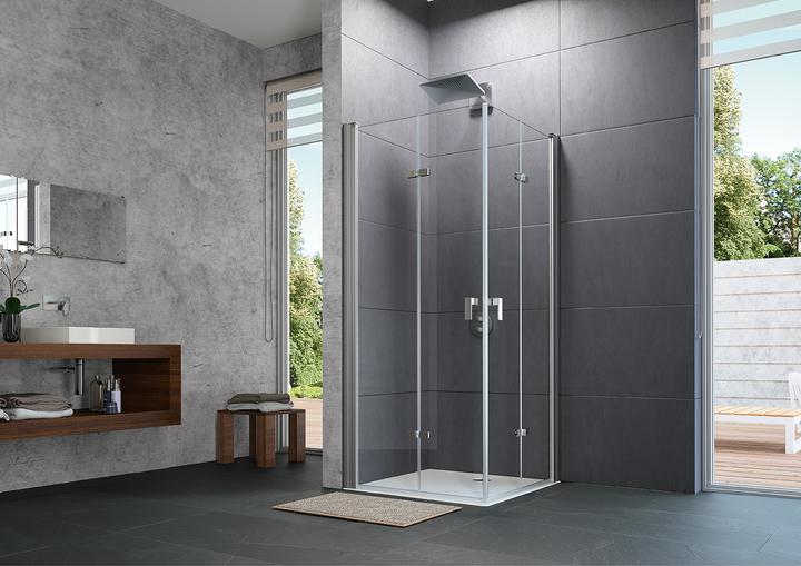 Produktbild Hüppe Design pure Schwingfalttür, Linksbefestigung, Breite 800mm, Höhe 2000mm, Montage auf Fliese (211 cm, 88 cm, 200 cm)