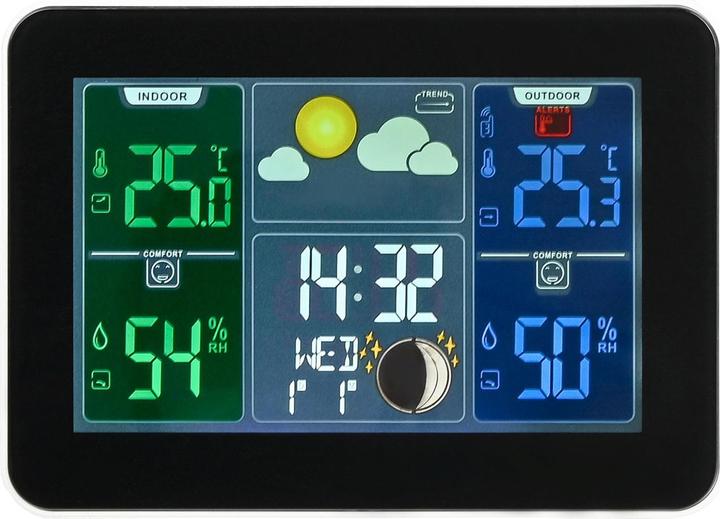 ProPlus Station météo avec écran LCD couleur, capteur extérieur sans fil, baromètre, réveil