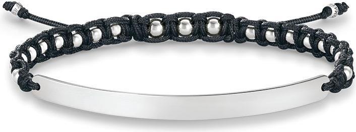 Thomas Sabo Bracciale nero-argento (21 cm, Materiale sintetico, Argento)