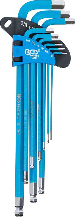 Image du produit BGS Jeu de clés allen extra longues six pans intérieurs en pouce 9 pièces