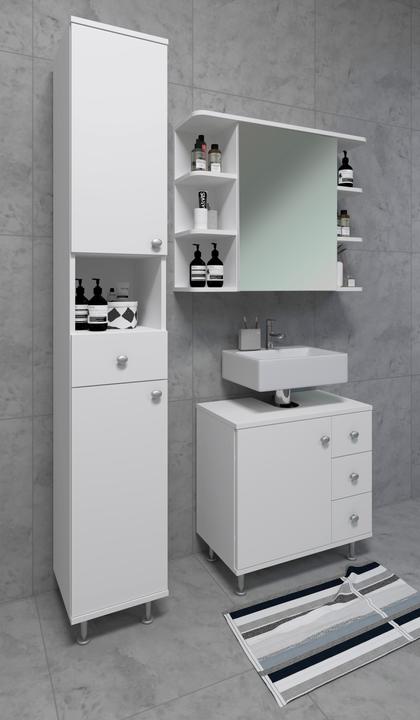 Produktbild VCM Holz Badmöbel Hochschrank Badregal Badschrank Badezimmer Schublade Regal Nilosi (30 x 31 x 185 cm)