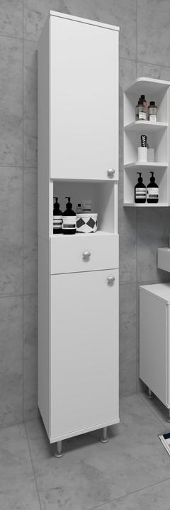 Produktbild VCM Holz Badmöbel Hochschrank Badregal Badschrank Badezimmer Schublade Regal Nilosi (30 x 31 x 185 cm)
