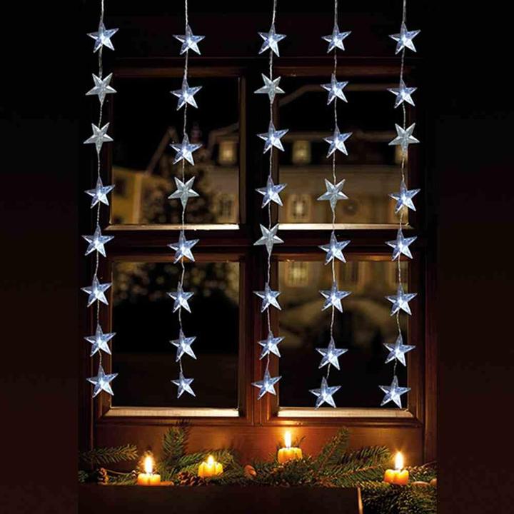 Actual product image FHS LED light curtain star 40LED cool white IP 44 outdoor adapter 1x1,2xm transparent (0.26 m)