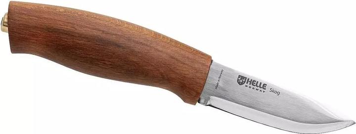 Actual product image Helle Belt knife Skog, three-layer steel, beech wood handle, leather sheath (7.60 cm)
