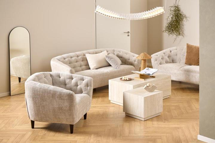 Actual product image AC Design Dice Couchtisch Travertin-Rohpapier (100 x 60 x 42 cm)