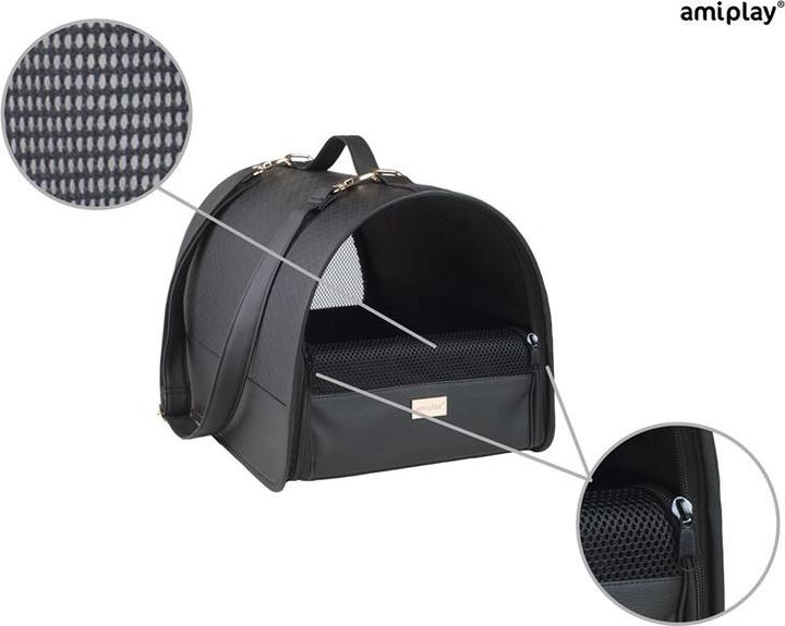 Actual product image amiplay TRANSPORT BOXNEW YORK M 42X26X26CM BLAC (Dog, Foldable, Breathable)