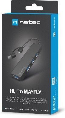 Actual product image Genesis USB 3.0 HUB, Mayfly, 4-Port, Black (USB-C, 4 Ports)