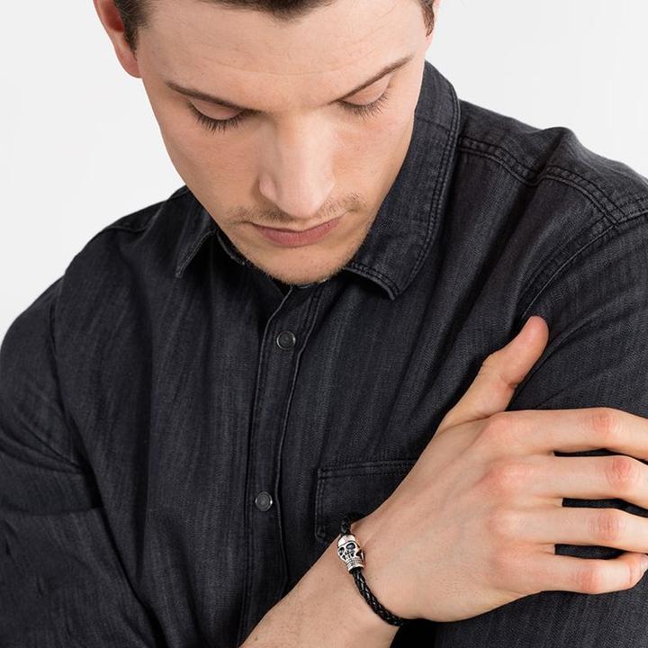 Produktbild Thomas Sabo Lederarmband Totenkopf (14 cm, Leder, Silber)