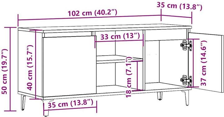 Immagine prodotto VidaXL TV Schrank Lowboard Fernsehschrank Fernsehtisch TV Möbel Altholz-Optik (102 x 35 x 50 cm)