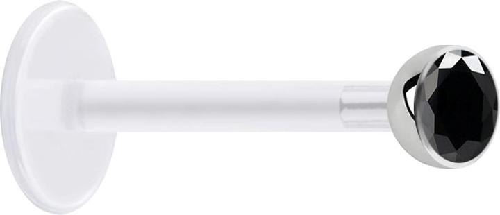 Produktbild Star Piercing Micro Labret transparent mit Kugel und Kristall schwarz (ohne Messing, Chirurgenstahl 316L, Bioflex)