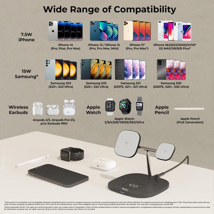 Actual product image prio 4 in 1 Magnetic Wireless Charging Stand (15 W) (15 W)