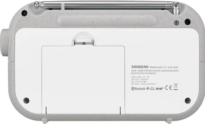 Actual product image Sangean DPR-42BT WHITE-GREY (DAB+, FM, Bluetooth)