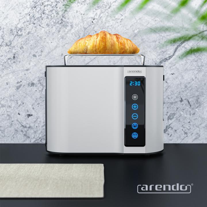 Actual product image Arendo Toaster stainless steel 2 slices short slot, touch panel, bread roll attachment, display with