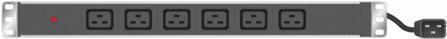 Productafbeelding Exertis Connect 19" PDU 6 x IEC19-contactdoos in aluminium behuizing 1U, 3 x 1,5 mm kabel 2,5m, RAL 9005 zwart