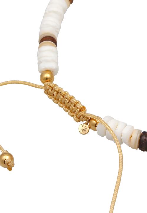 Immagine prodotto Elli Gioielli per i piedi Perline di legno di cocco conchiglia argento 925 (Conchiglia, Nylon, Argento 925 placcato oro, Nessuna pietra, 22 cm)