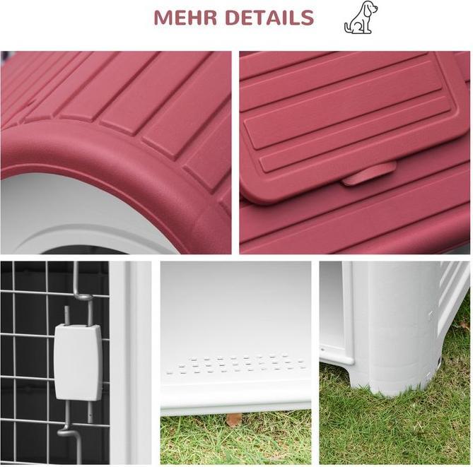 Produktbild Swisshandel24 Hundehütte Outdoor Hundehaus mit Dachluke Tor Unterschlupf für kleine Hunde Kleintierstall Luftzirku (Hundehütte)