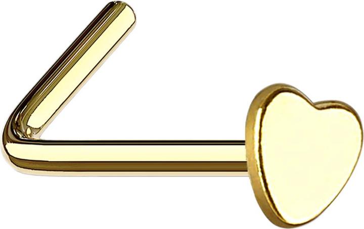 Image du produit Star Piercing Nasenstecker gewinkelt vergoldet mit Herz (sans laiton, Acier chirurgical 316L)
