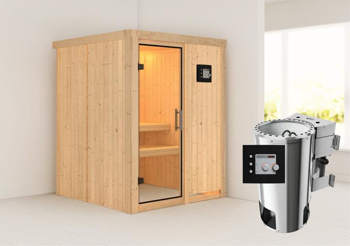 Actual product image Karibu Minja without roof rim (Plug & Play 3,6 KW - Bio external control)