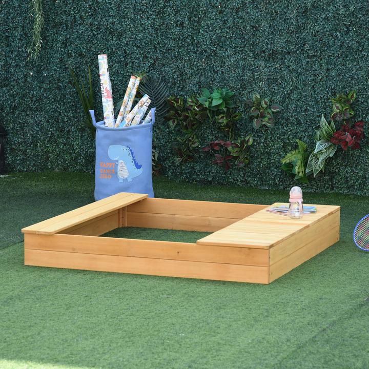 Produktbild Outsunny Sandkiste mit Bank und Aufbewahrungsfächern