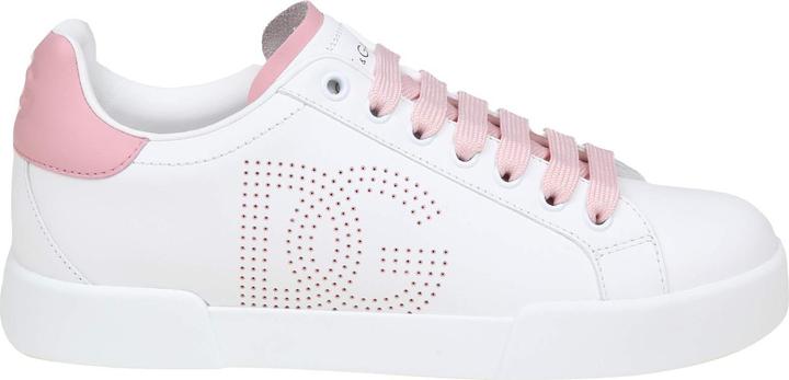 Produktbild Dolce & Gabbana portofino light sneakers in white and pink leather (36)