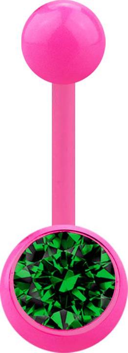 Produktbild Star Piercing Banane pink mit Kugel und Kugel Kristall grün (ohne Messing, Acryl)